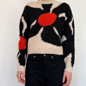 Paloma Wool Black and Cream Sweater with Red Design